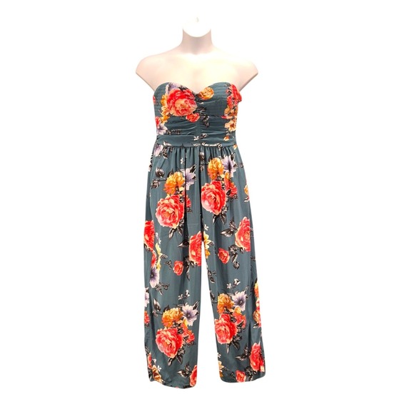 Band of Gypsies Pants - Band of Gypsies Floral‎ Jumpsuit Green Blue XL